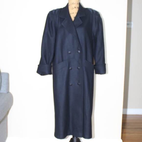 Jofeld Jackets & Blazers - Vtg 80s 90s Jofeld Long Black Wool Blend Double Breasted Coat Overcoat Women’s L
